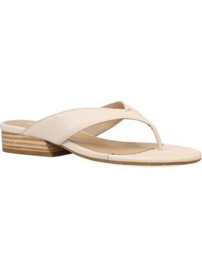 Eileen Fisher Women's Cream Low-Heel Thong Sandals 8